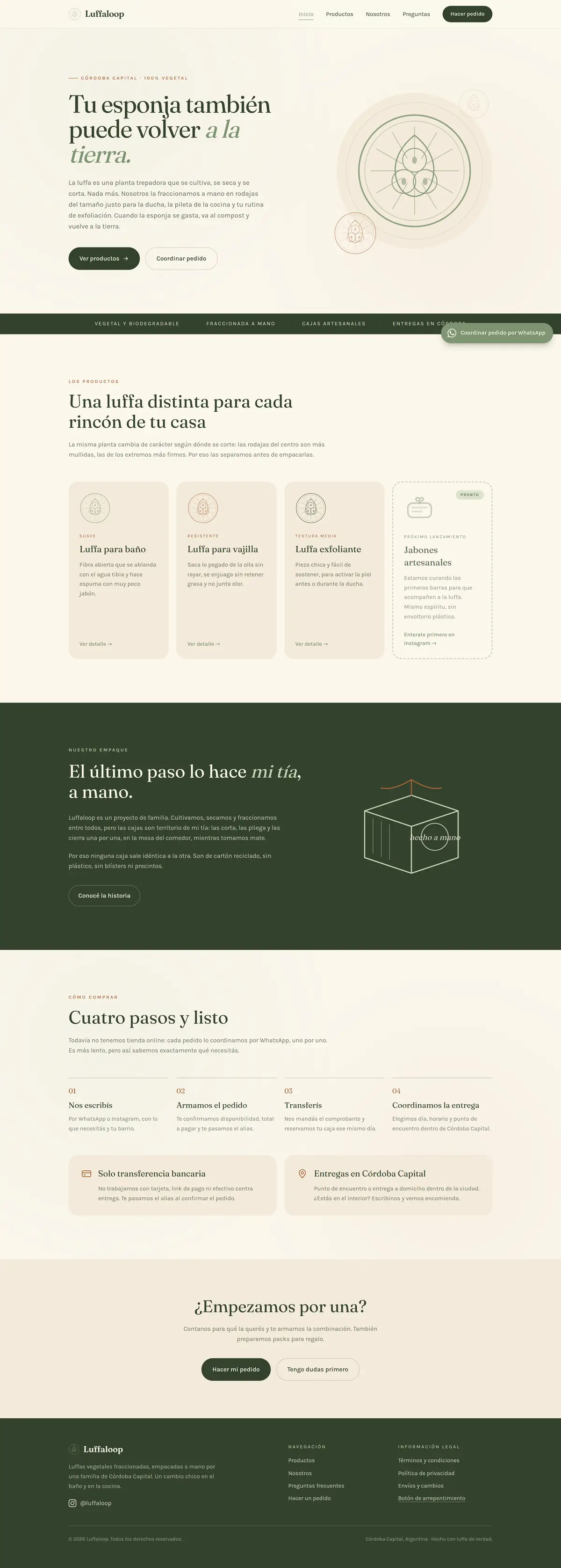 Captura completa de la portada de Luffaloop, de arriba abajo